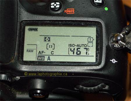 Affichage que la fonction auto-iso est activ�e sur l'appareil photo