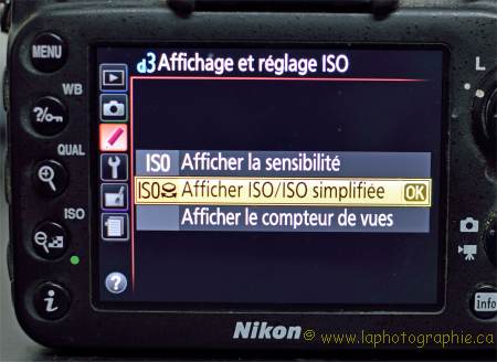 Activation du ISO simplifi�e dans le menu