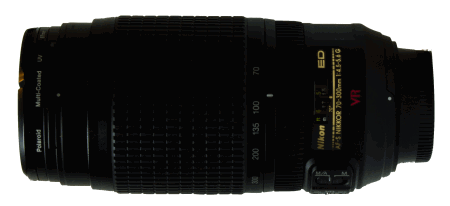 Photo d'un objectif Nikon 70-300mm